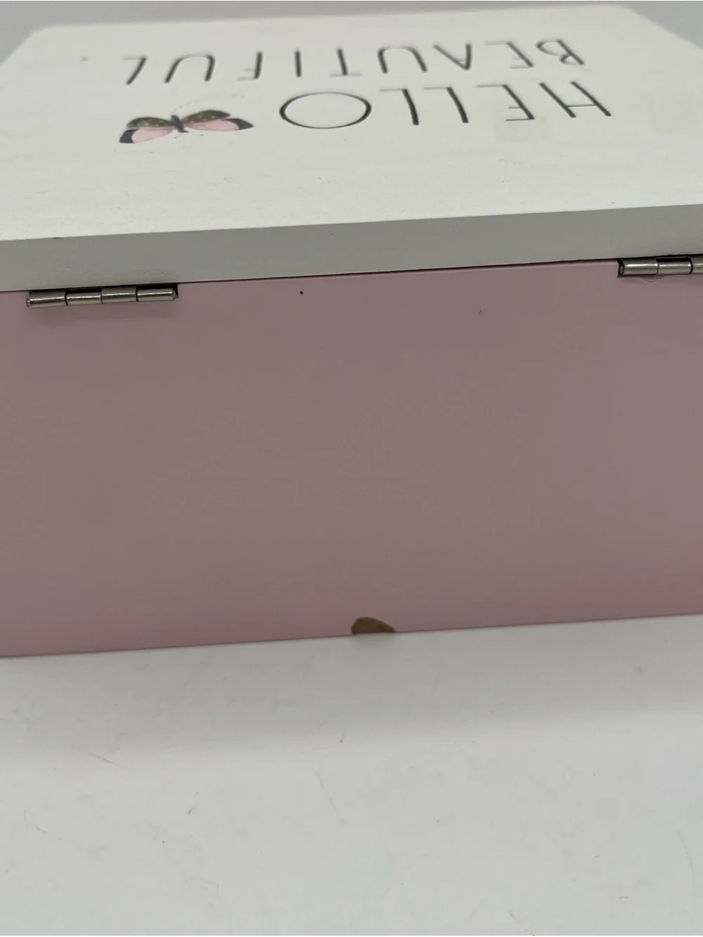 Rae Dunn Pink and White Jewelry Box with Butterfly 